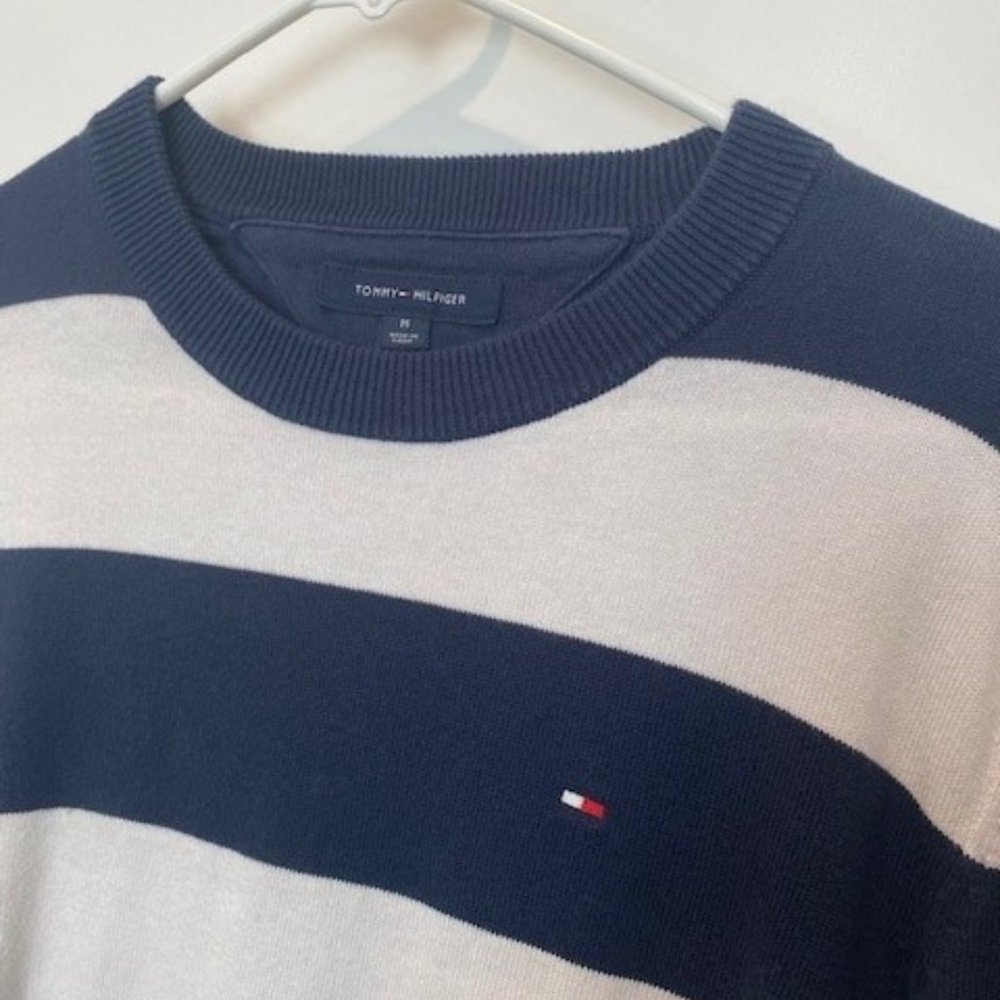 Tommy Hilfiger Striped sweater, navy blue and white, M